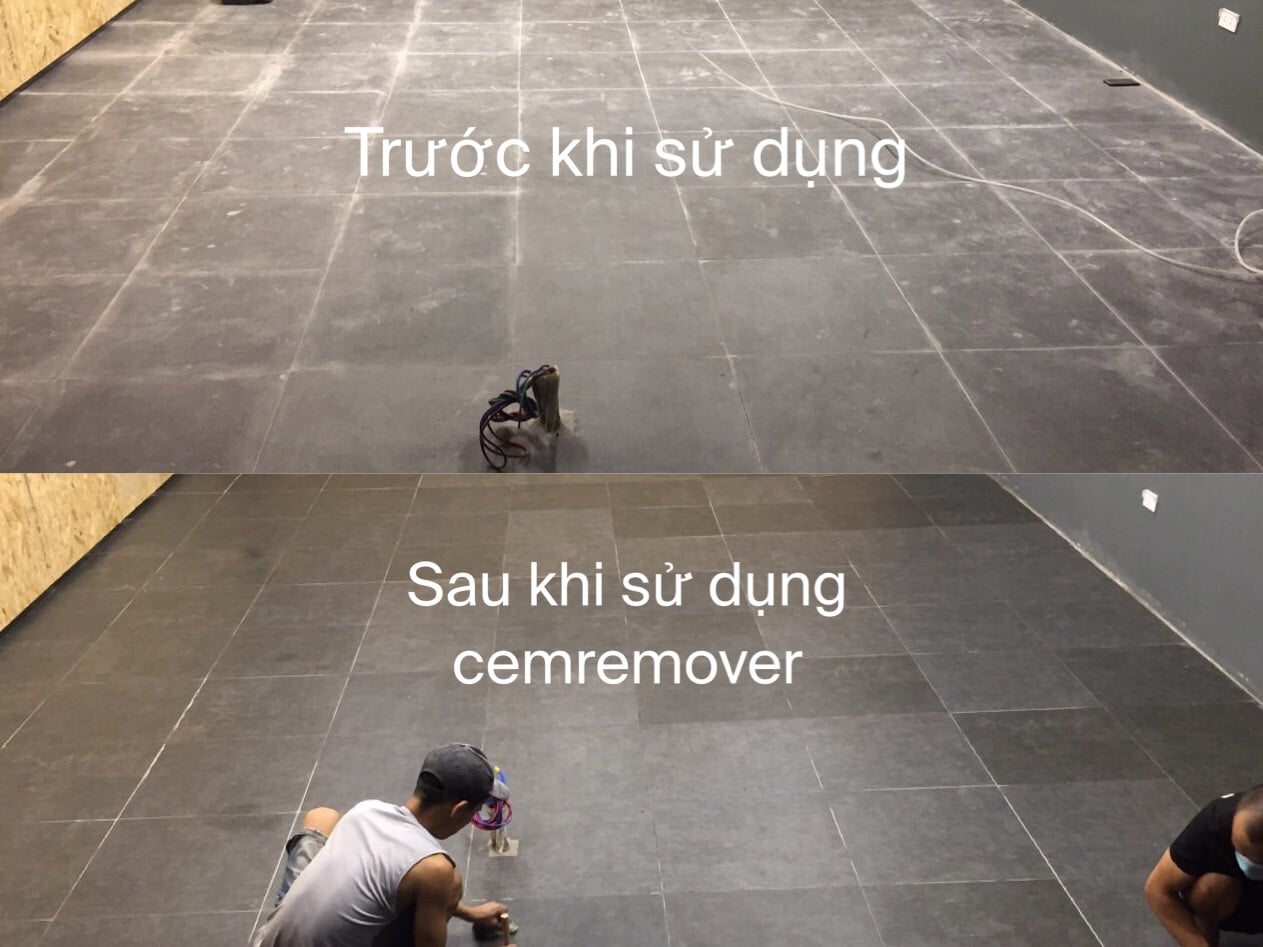 Nền gạch trước và sau khi sử dụng Cemremover