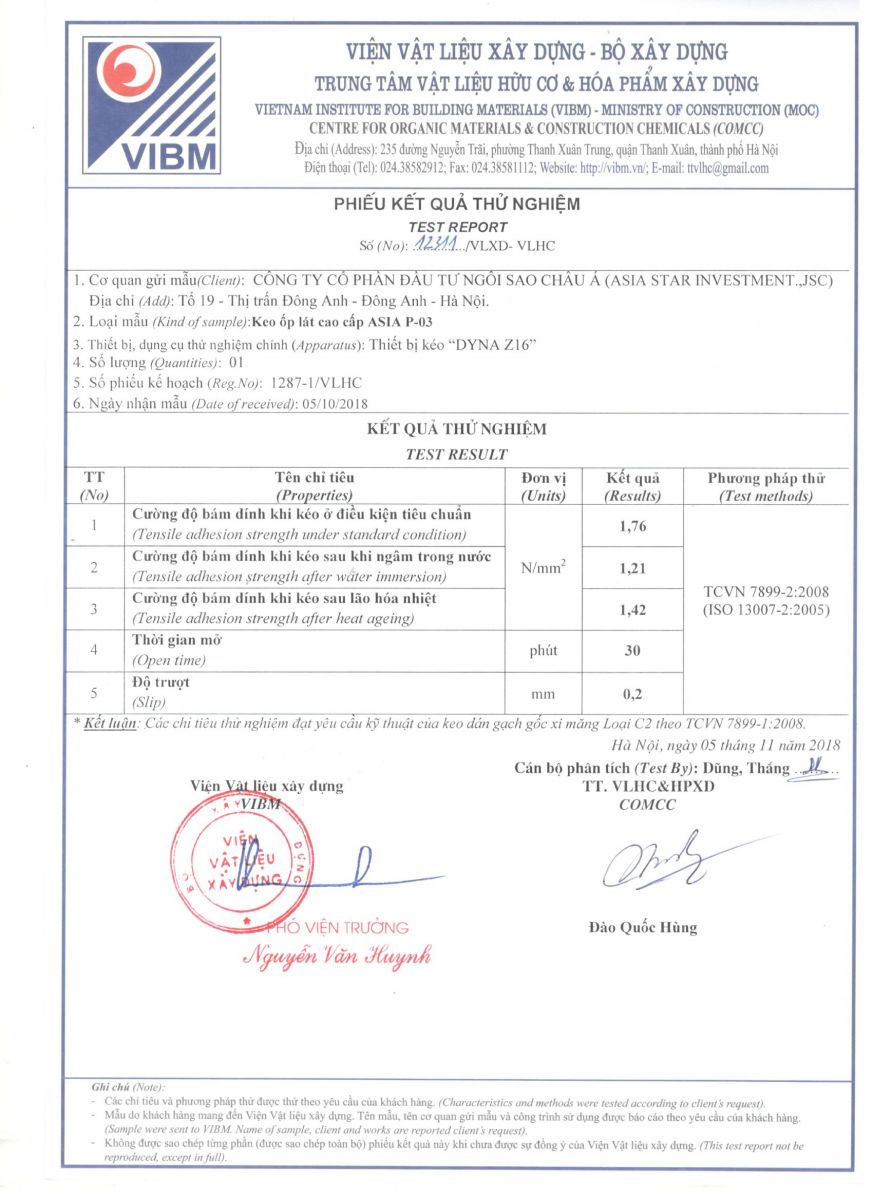 Bản test keo Perfect ASIA - P03