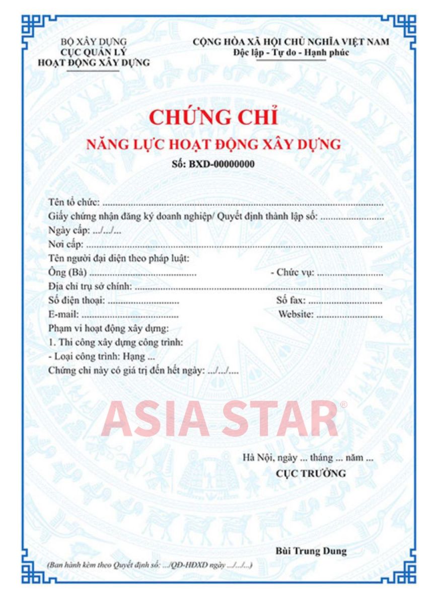 Chứng chỉ năng lực hoạt đông xây dựng