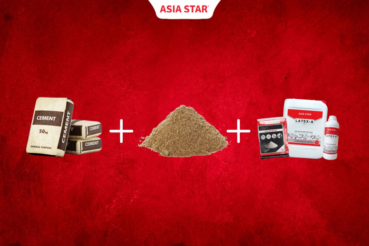 Xi măng trộn cát và phụ gia